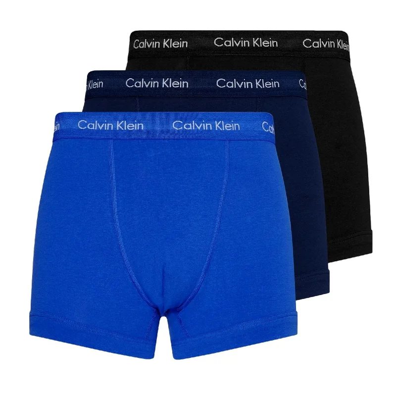 Calvin Klein 3 Pack Cotton Stretch Trunks - Blue/Navy/Black