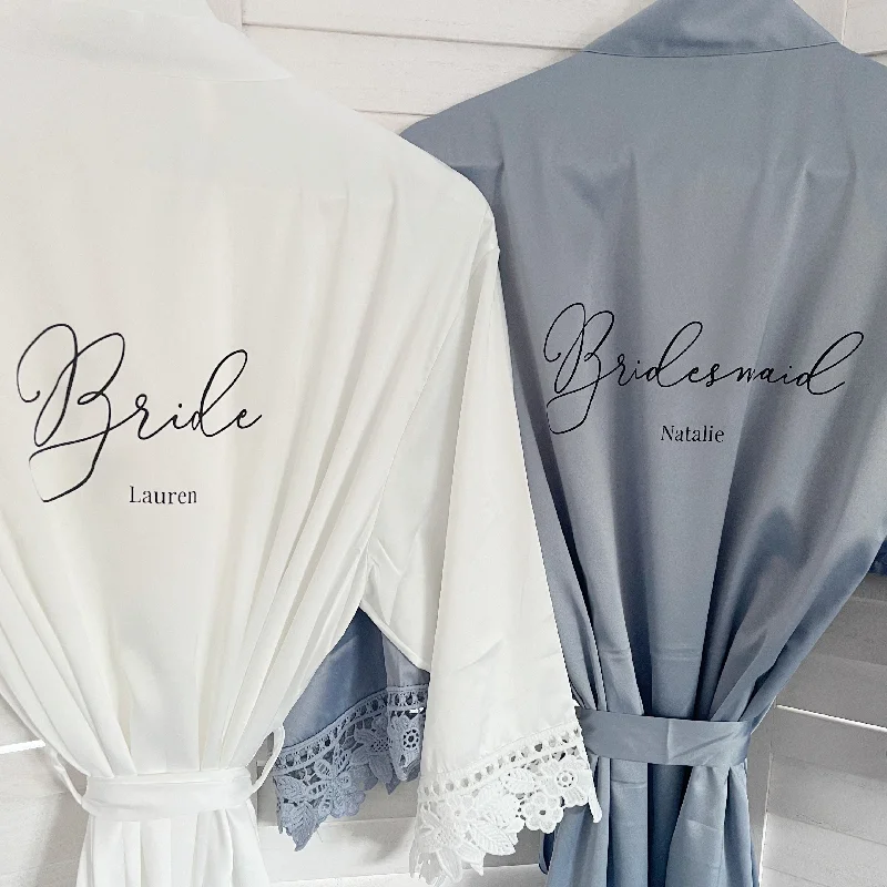 Bellissima Personalised Satin Lace Script Robe