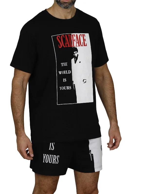 Scarface Tony Montana Men's Pajama Short Sleeve with Pajama Boxer Shorts The World is Yours